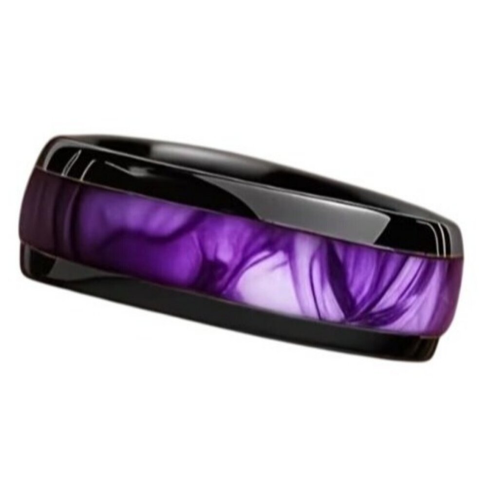 Tungsten Steel Carbide High Polished Purple Marble Inlay statement wedding Ring